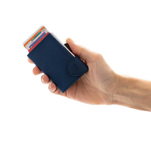 OTACI - c-secure PU RFID Card Holder & Wallet Navy Blue