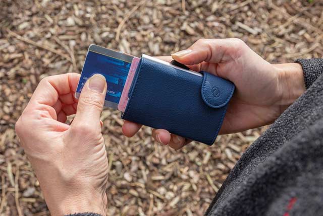 OTACI - c-secure PU RFID Card Holder & Wallet Navy Blue