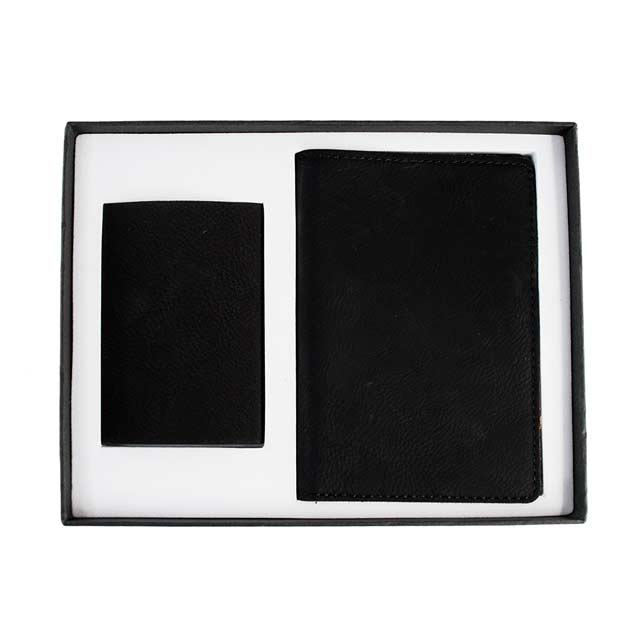 KRIMT - Giftology Set of Passport Holder & Card Holder - Black