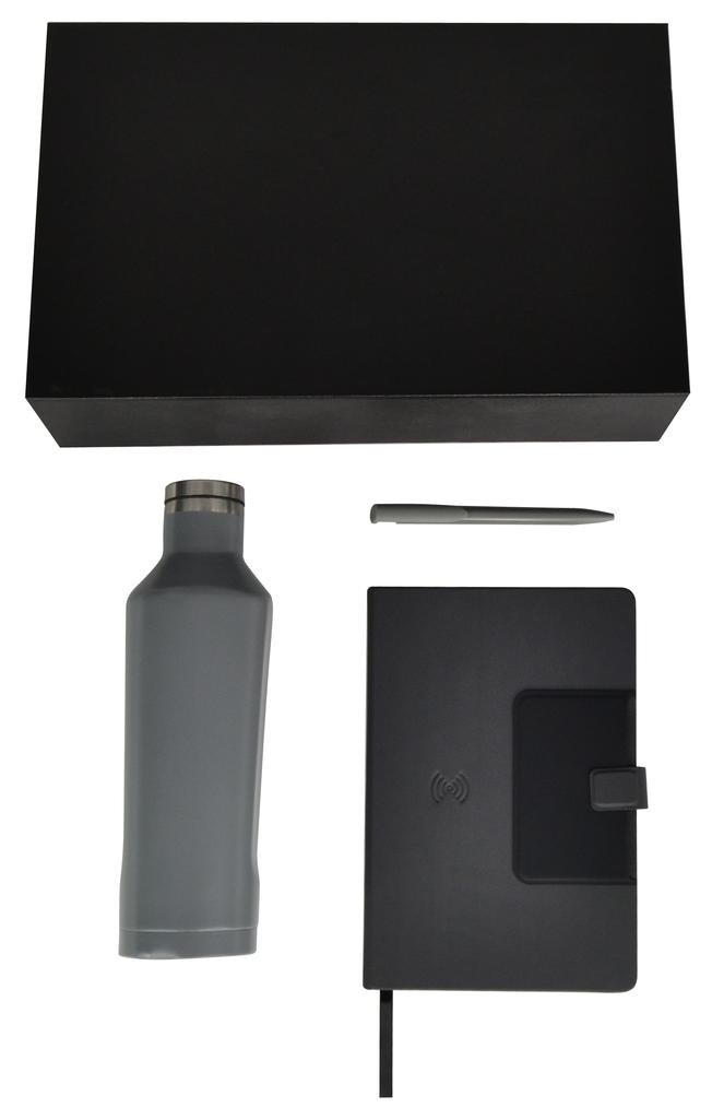 RUDEN - Set of Stainless Bottle, Notebook with Wireless Charger and Pen