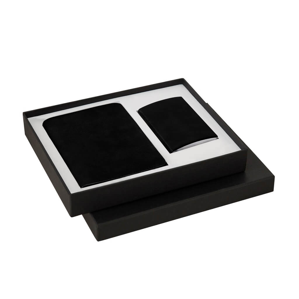 KRIMT - Giftology Set of Passport Holder & Card Holder - Black