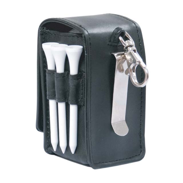 Golf Accessories in Leather Pouch -2 balls, 3 tees and pitch repairer