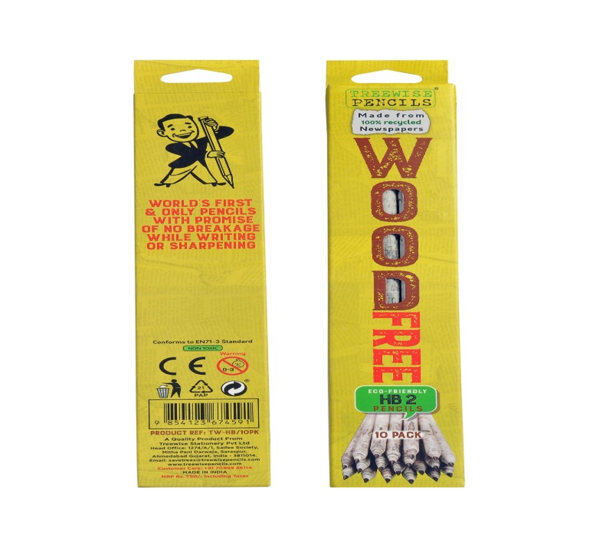 Treewise Pencils 10pcs Pack with 1 sharpener & 1 eraser