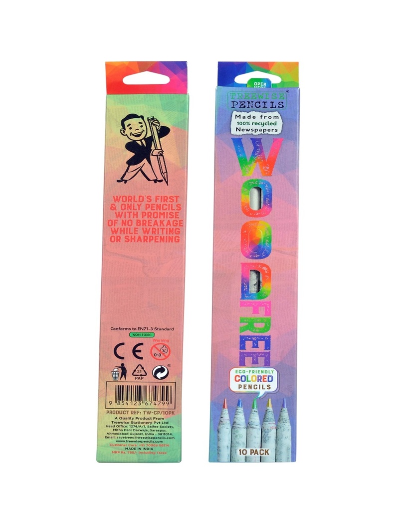 Treewise Pencils 10 colors pack with sharpener
