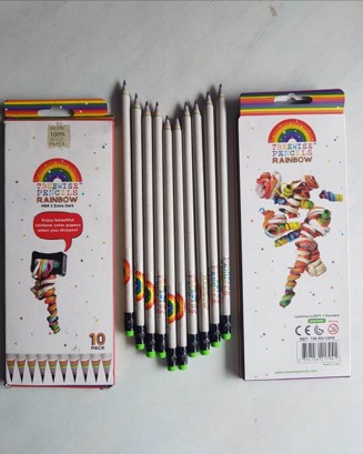 RAINBOW Pencils -10 pack pre sharpend with eraser